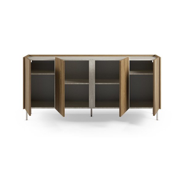 Credenza di colore naturale con effetto rovere 180x83x40,5 cm Lucile – Marckeric-image-2