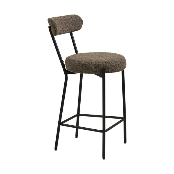 Sgabello da bar marrone imbottito (altezza della seduta 65 cm) Badalona – House Nordic-image-3