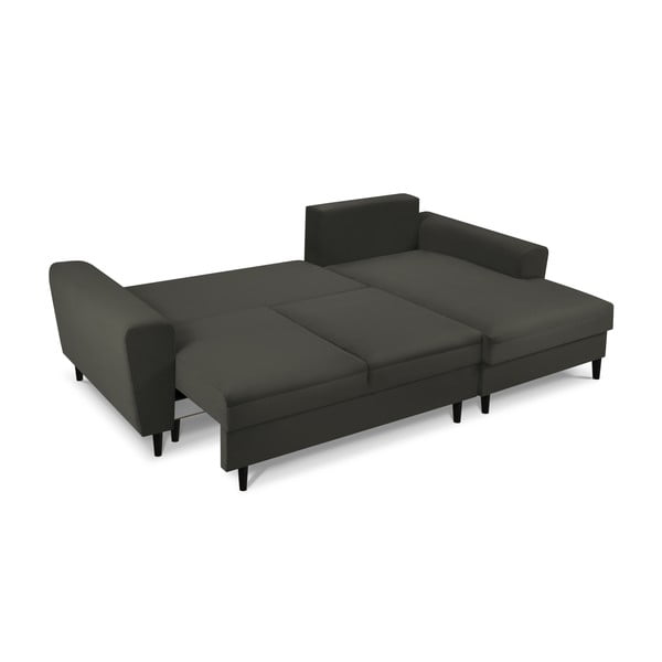 Divano angolare nero allungabile e con contenitore (con penisola a destra/con chaise lounge) con rivestimento in velluto a coste Kyoto – Cosmopolitan Design-image-2