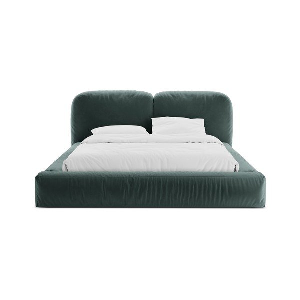 Letto matrimoniale imbottito color petrolio con contenitore con rete inclusa 200x200 cm Martina – Micadoni -image-4