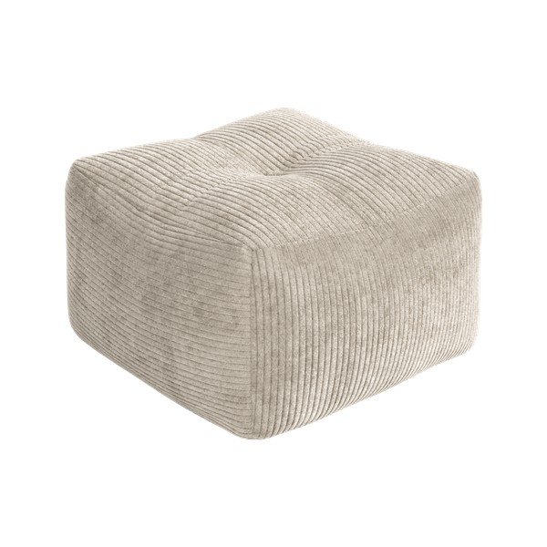 Poggiapiedi beige/color crema con rivestimento in velluto a coste Buddy – Karup