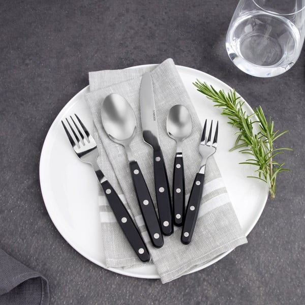 Cucchiaio in acciaio inox con manico nero Oslo - Nirosta-image-1