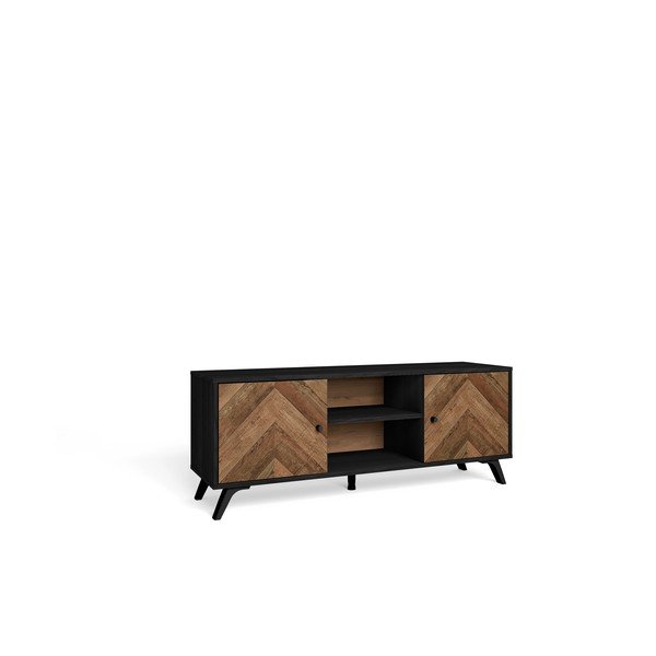 Tavolo TV nero in noce 136x53 cm Chevrons - Marckeric-image-3