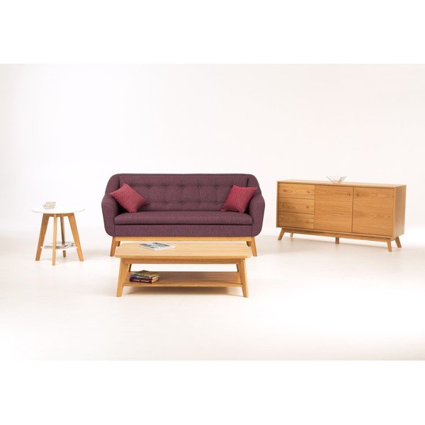 Cassettiera bassa in rovere decorato in colore naturale 149x75 cm Kensal - Woodman-image-1
