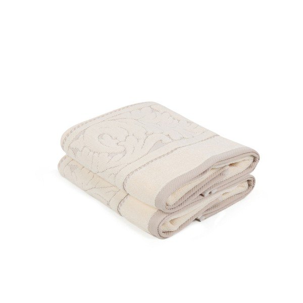Set di 2 asciugamani in cotone beige , 50 x 90 cm Sultan - Foutastic