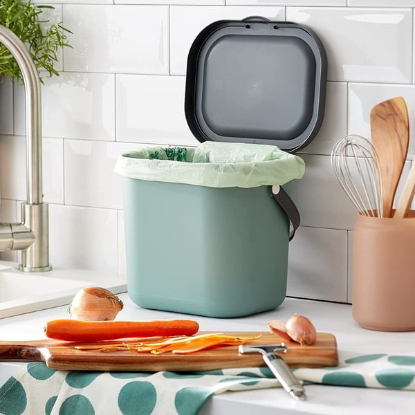 Contenitore per rifiuti verde compostabile da 6 l Albula - Rotho-image-1