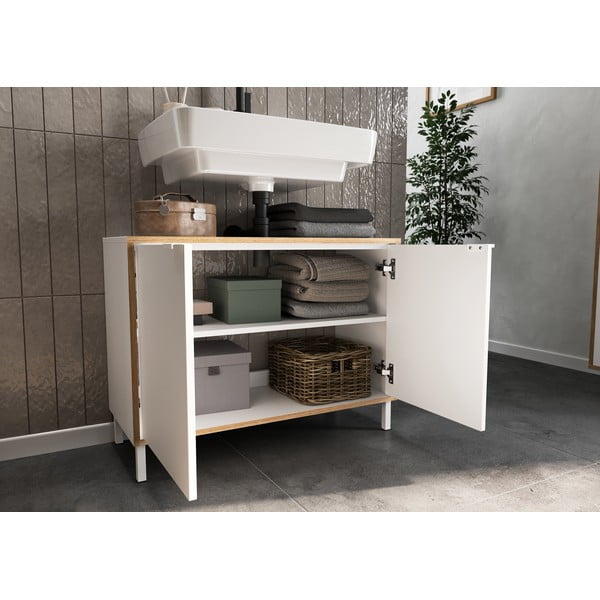 Mobile da lavabo bianco alto 80x60 cm Topeka – Germania-image-4