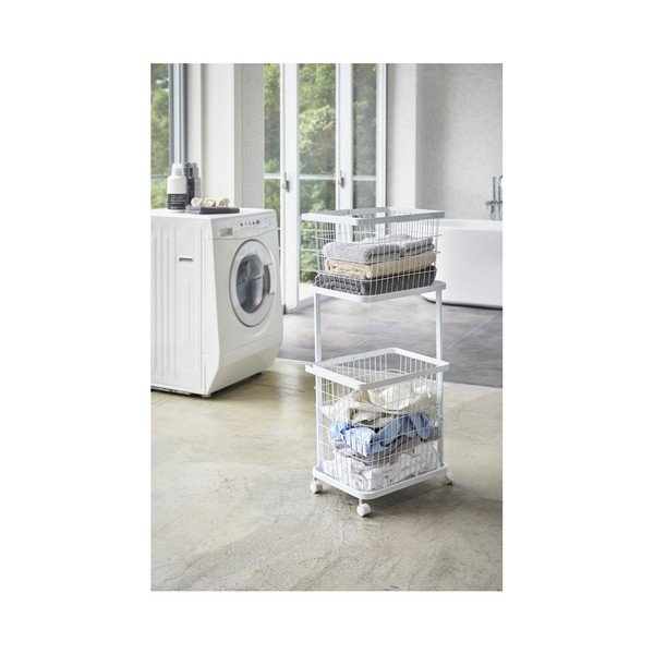 Bílé pojízdné poličky na koše na prádlo Yamazaki Tower Laundry-image-1