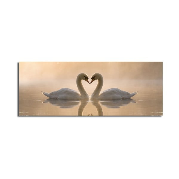 L'immagine su tela Swan Love, 90 x 30 cm - Wallity