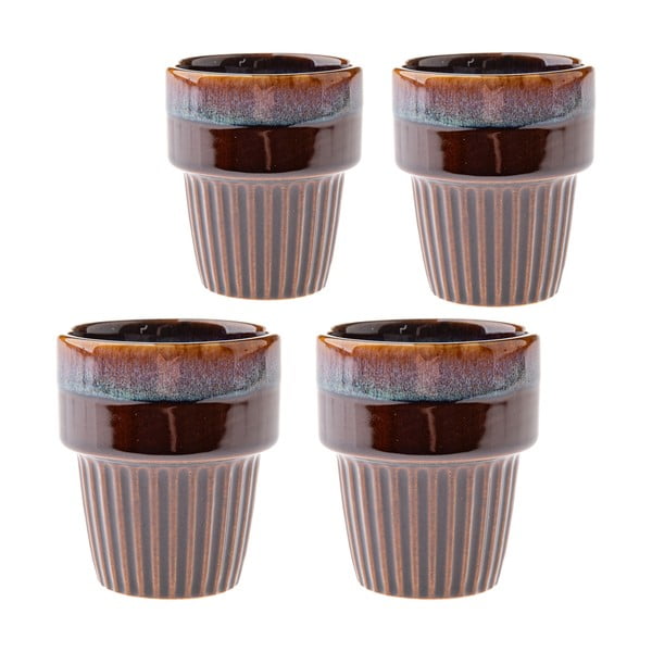 Tazzine in set per espresso marroni in gres 4 pz 100 ml Tone – Dakls