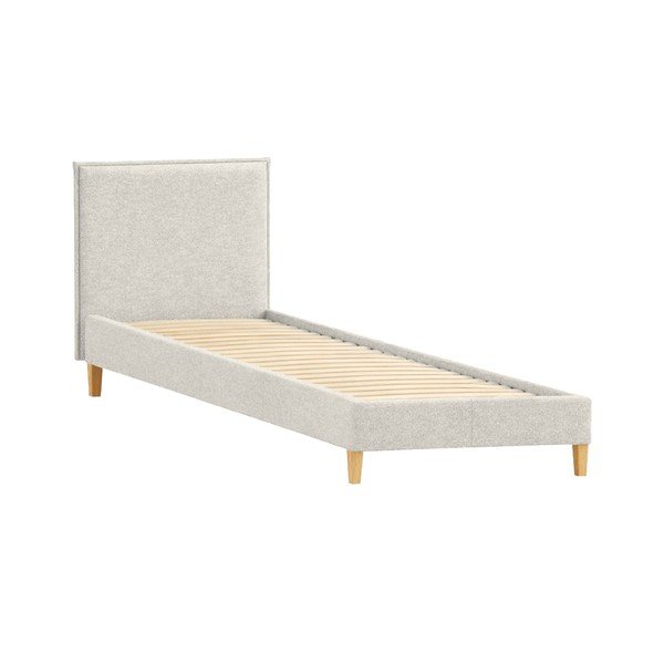 Letto singolo imbottito beige con rete inclusa 90x200 cm Tina – Ropez