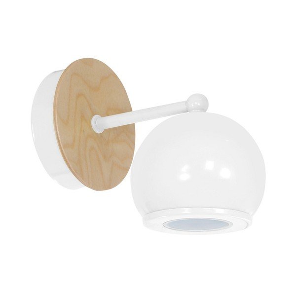 Lampada da parete bianca con dettagli in legno Bolle - Homemania