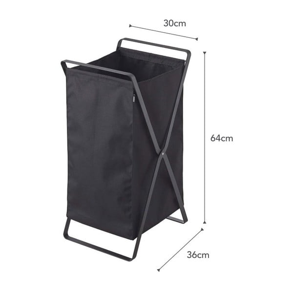 Cestino pieghevole nero per la lavanderia Tower - YAMAZAKI-image-2