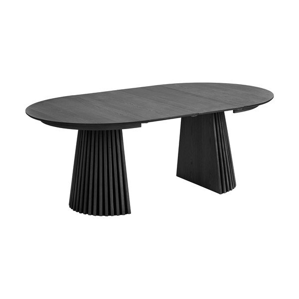 Tavolo da pranzo rotondo con piano effetto rovere allungabile con estensione ø 120 cm Osaka – House Nordic-image-3