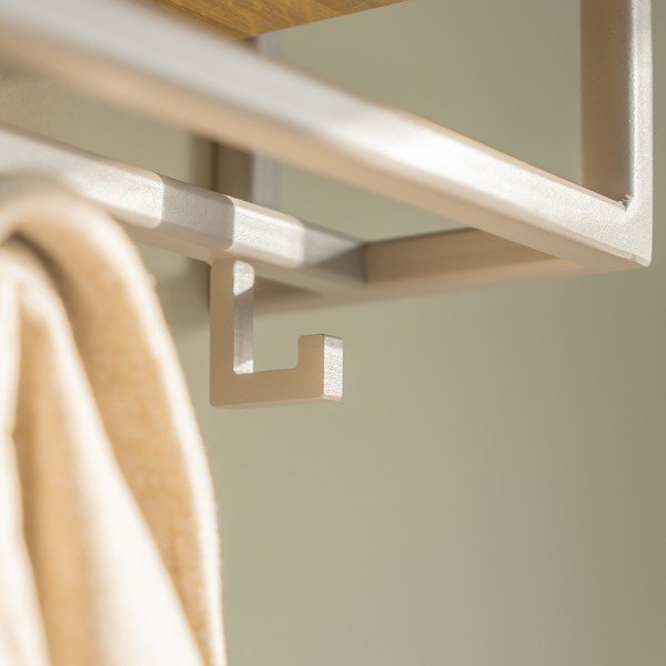 Attaccapanni da parete di colore naturale/grigio tortora in rovere massiccio con scaffale 118 cm School – Spinder Design-image-3