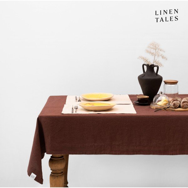 Tovaglia in lino 140x200 cm Chocolate – Linen Tales-image-1