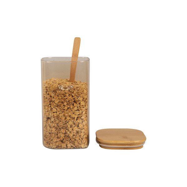 Barattolo in vetro marrone con coperchio e cucchiaio in legno Barattolo, altezza 19 cm - PT LIVING-image-2