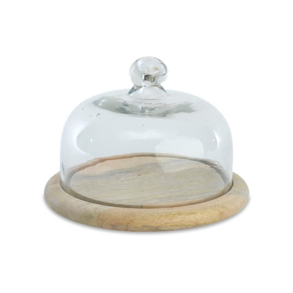 Vassoio in legno di mango con coperchio in vetro Bell Dome - Nkuku