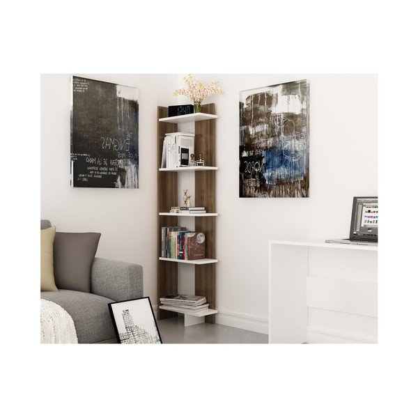 Libreria in legno di noce con dettagli bianchi Noce Bianco Als - Zena Home-image-1