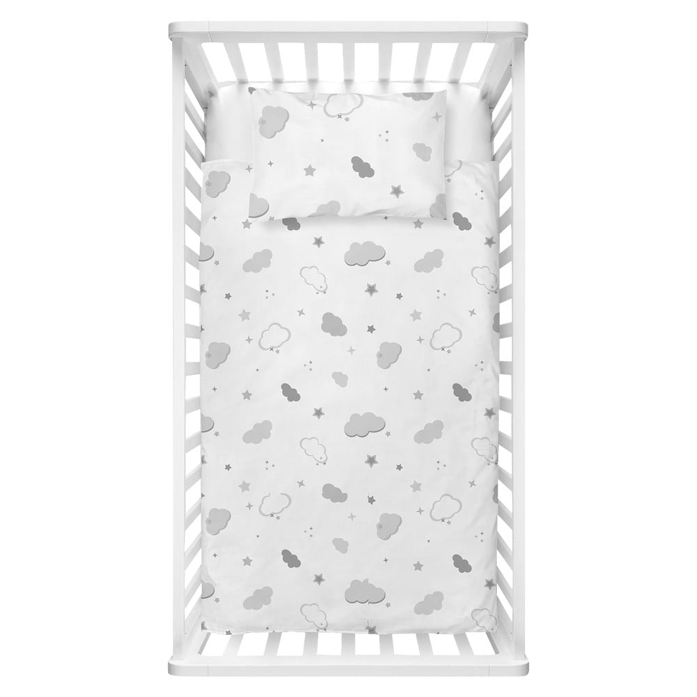 Set copripiumino e federa da bambini bianco in cotone renforcé per culla 100x150 cm Bulut – Mijolnir | Biancheria da letto per bambini
