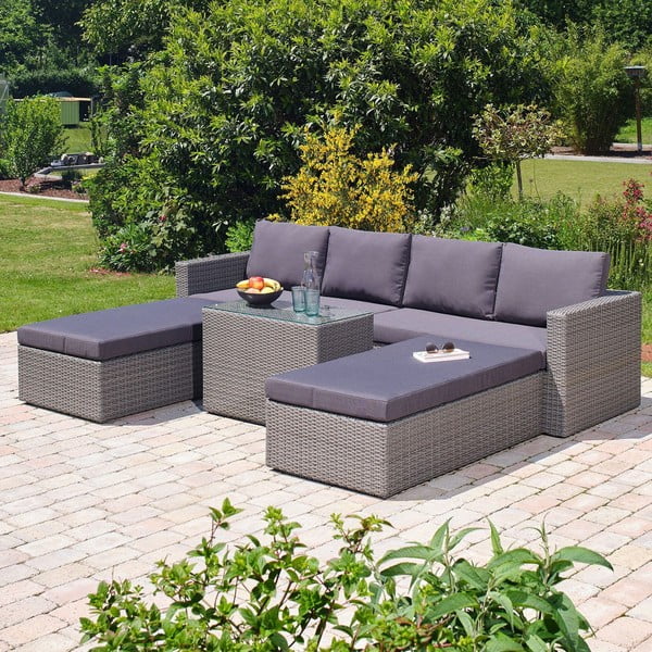 Set da giardino in rattan artificiale grigio per 4 persone Drammen - Bonami Selection-image-2