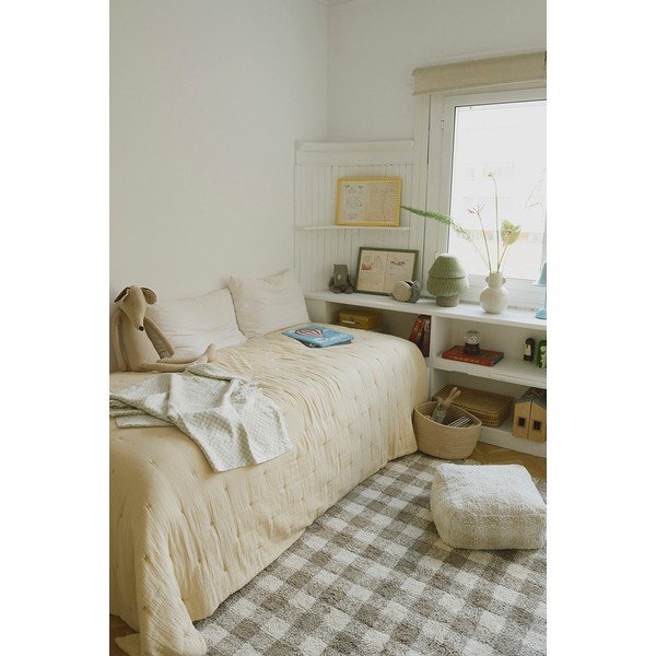 Pouf a sacco per bambini beige Vichy – Lorena Canals-image-1