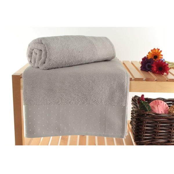 Set di 2 asciugamani da bagno grigio chiaro Madame Coco Patricia, 90 x 150 cm - Foutastic