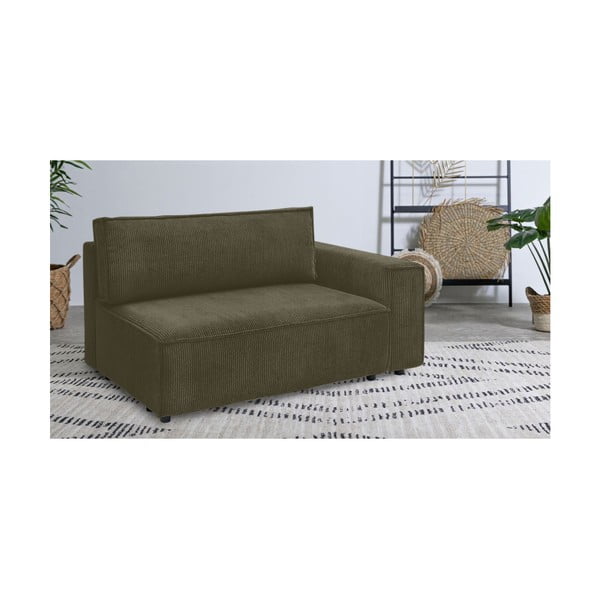 Modulo divano in velluto a coste verde chiaro, angolo destro Nihad modular - Bobochic Paris-image-1