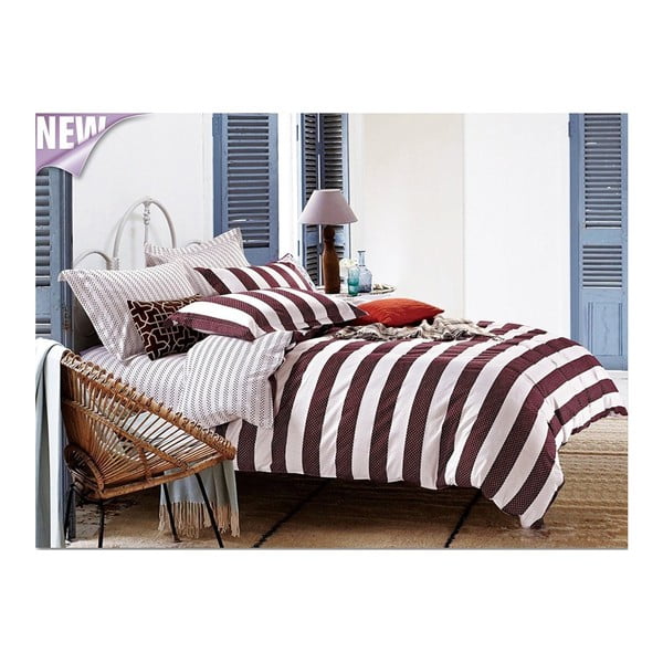 Biancheria da letto singola in cotone rosso e bianco 135x200 cm Christian - AmeliaHome-image-1