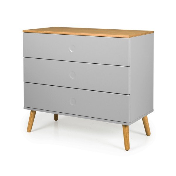 Cassettiera grigia con gambe in rovere , 90 x 79 cm Dot - Tenzo-image-1