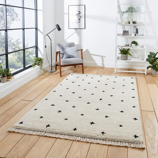 Tappeto bianco e nero Dots, 120 x 170 cm Boho - Think Rugs-image-1