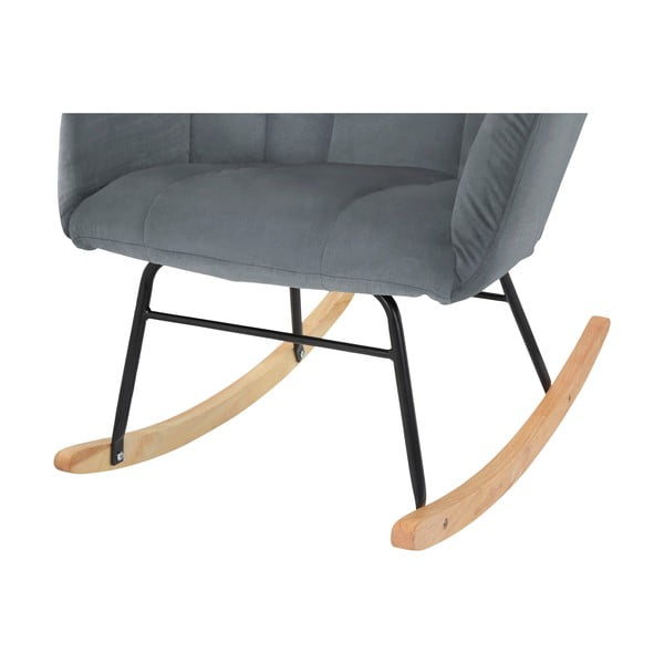 Poltrona a dondolo in velluto grigio Elza - Støraa-image-4