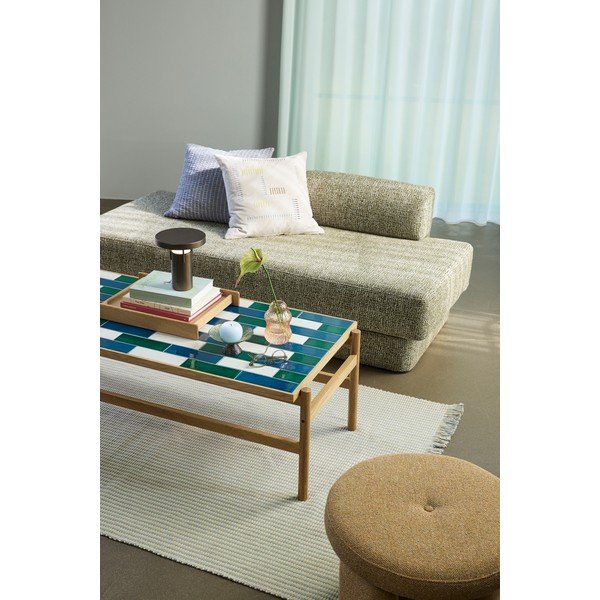 Tavolino da salotto bianco e nero/di colore naturale con effetto rovere 61x132 cm Motif – Hübsch-image-1