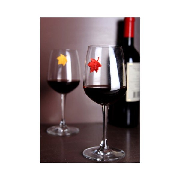 Sada 6 rozlišovačů skleniček Qualy&CO Leaf My Glass-image-1