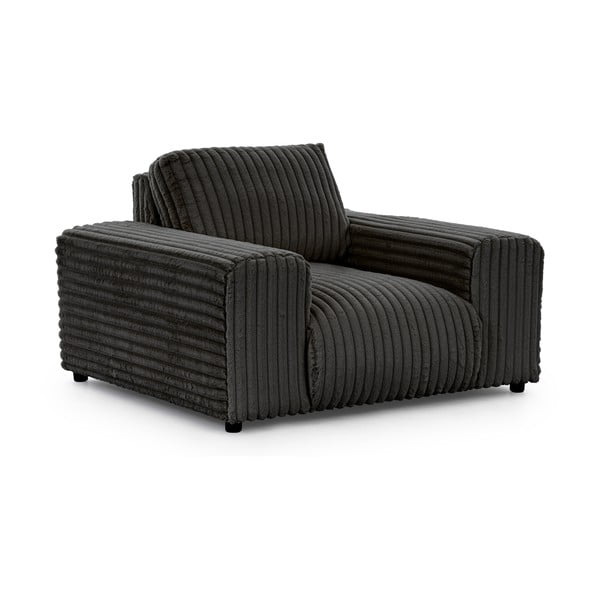 Poltrona grigio scuro con rivestimento in velluto a coste Justin – Ropez