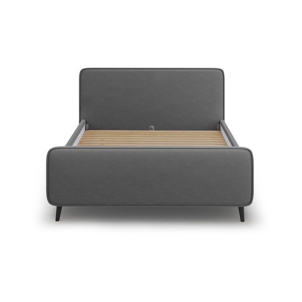 Letto matrimoniale imbottito grigio scuro con griglia 140x200 cm Kaia - Micadoni Home-image-2
