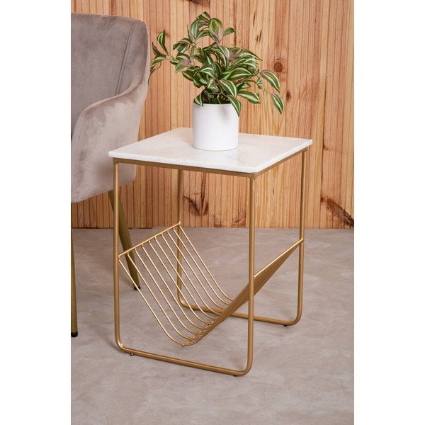 Tavolino con piano in marmo 40x40 cm Mandoli – Premier Housewares-image-2