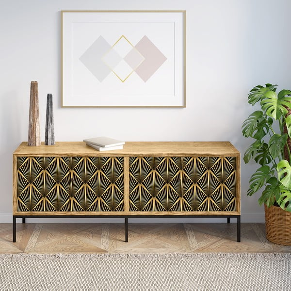 Carta da parati decorativa per mobili in nero e oro Draka - Ambiance