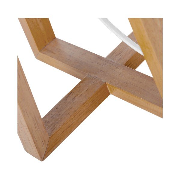 Lampada da tavolo in legno massiccio grigio-marrone con paralume in tessuto (altezza 44 cm) - Casa Selección-image-2