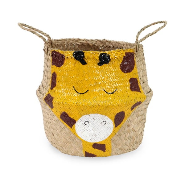 Cesto portagiochi da bambini in seagrass di colore giallo-naturale ø 30x28 cm Giraffe - Compactor