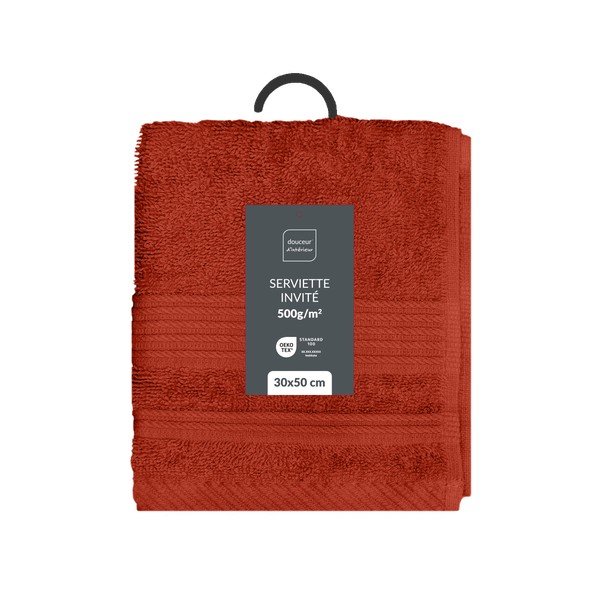 Asciugamano tipo terry color mattone in cotone 30x50 cm Tendresse – douceur d'intérieur-image-4