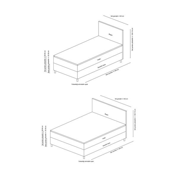 Letto matrimoniale marrone imbottito con spazio contenitivo con rete inclusa 160x200 cm Orina – Kalune Design-image-3