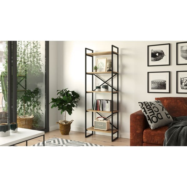 Scaffale in pino nero/naturale 58x175 cm Nicol - Kalune Design-image-3