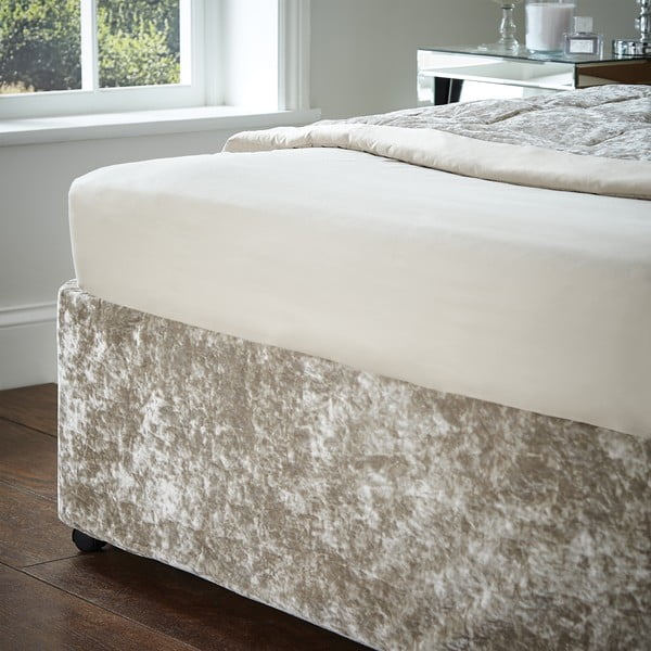 Rivestimento per struttura letto in velluto elasticizzato beige 137x198 cm Crushed Velvet - Catherine Lansfield