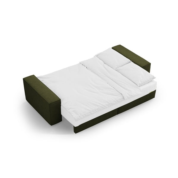 Divano letto verde scuro in tessuto bouclé 247 cm Jodie - Micadoni Home-image-4