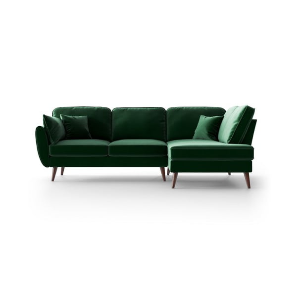 Divano angolare in velluto verde, angolo destro Auteuil - My Pop Design