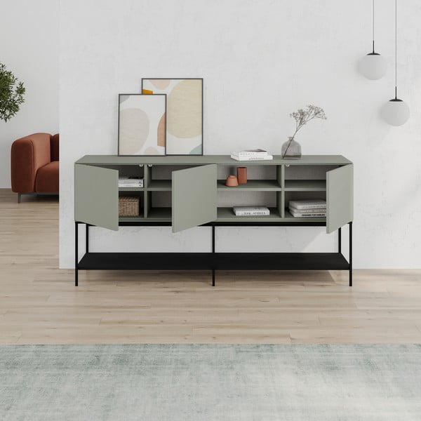 Cassettiera verde-nera 180x80x40 cm Amira - Marckeric-image-3