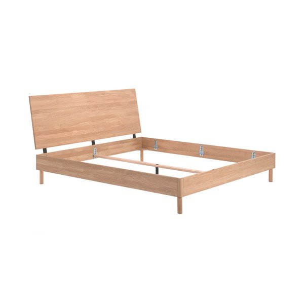 Letto matrimoniale di colore naturale in rovere massiccio rete non inclusa 180x200 cm Forrest – Vipack-image-2