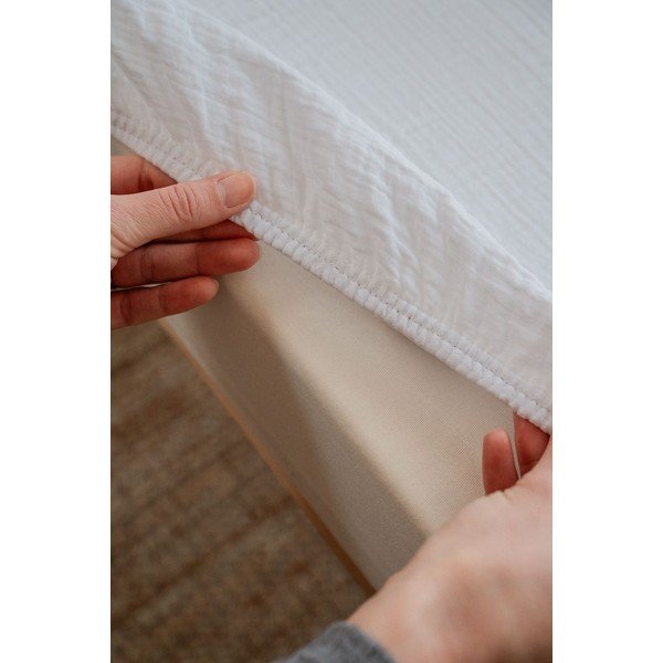 Lenzuolo con angoli per bambini bianco in mussola per culla 60x120 cm Burumcuk – Mijolnir-image-3