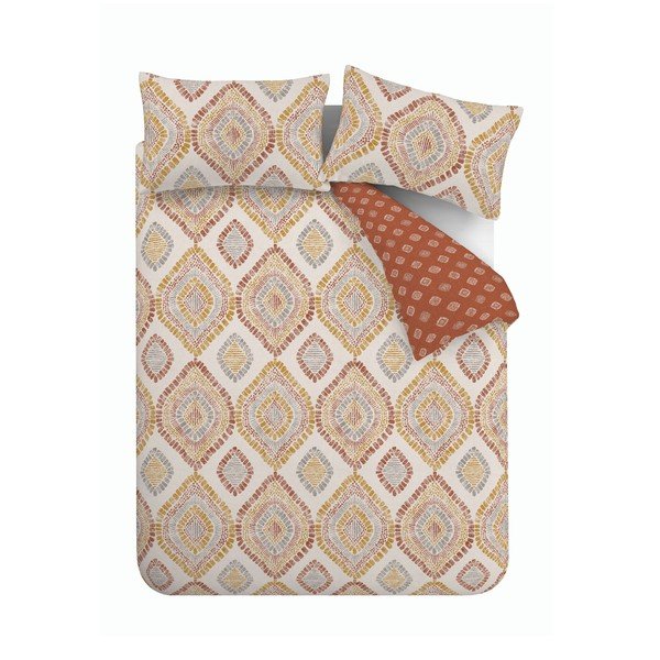 Biancheria da letto in cotone arancio-beige 200x200 cm Ziri Geo - Pineapple Elephant